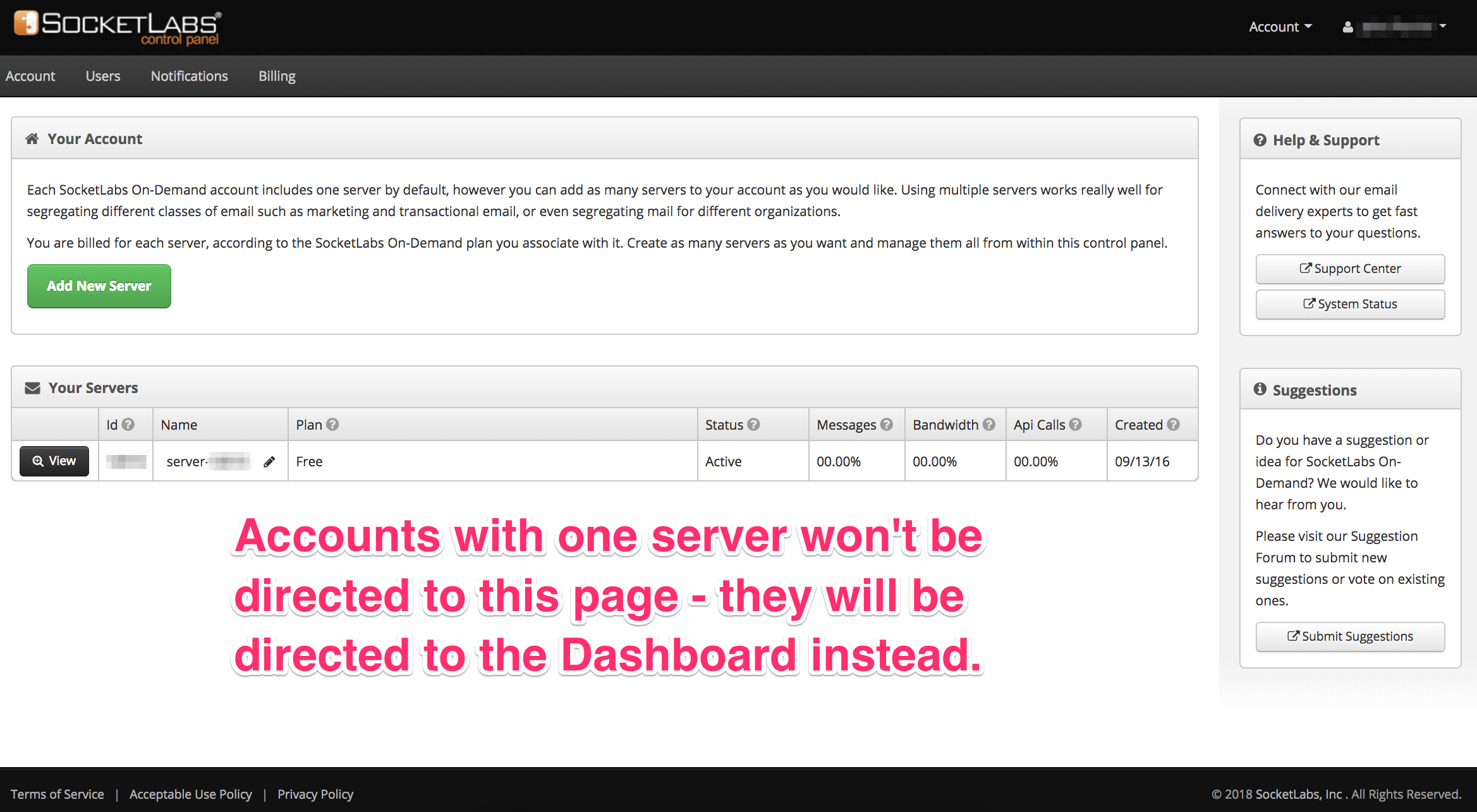 server dashboard