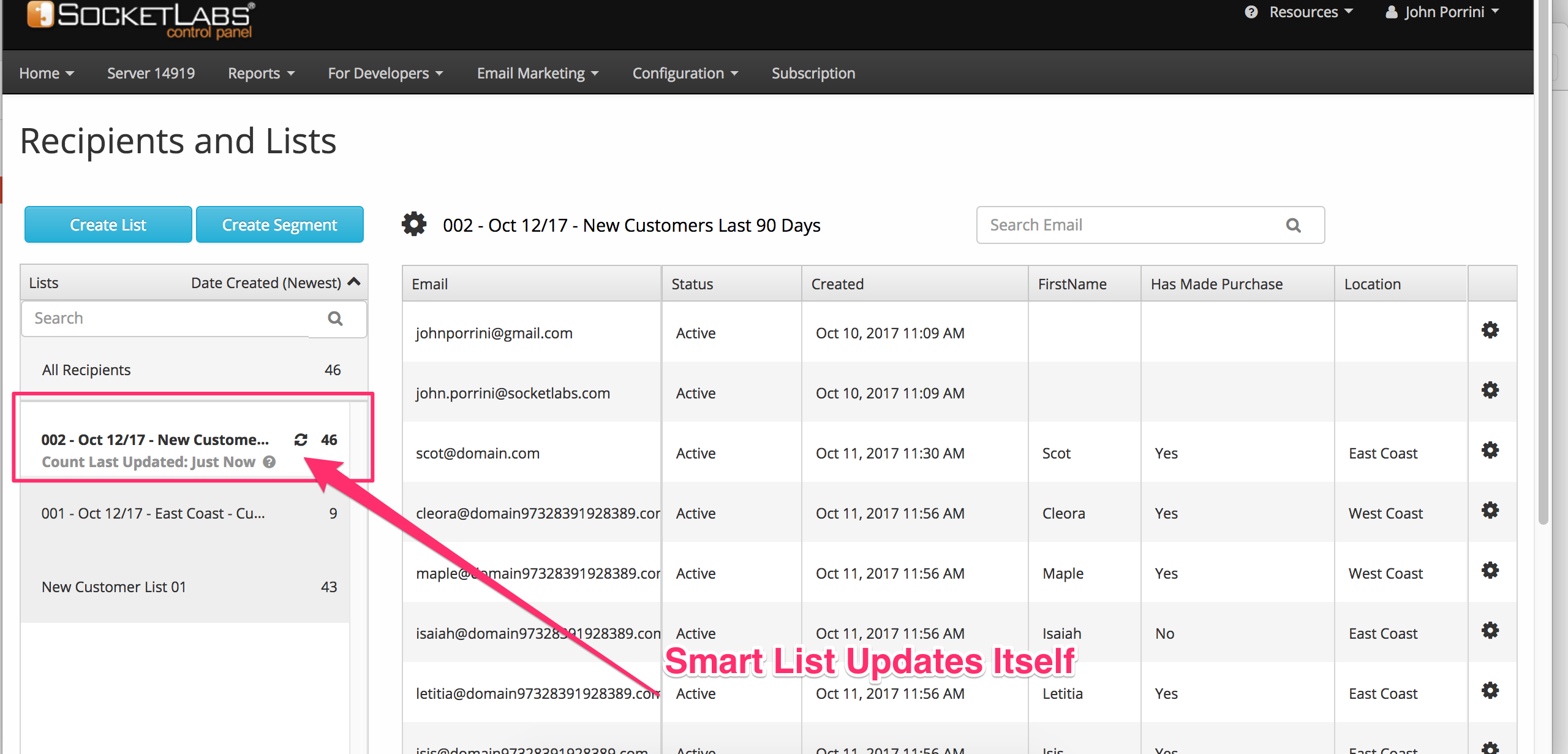 Smartlist Updates Itself