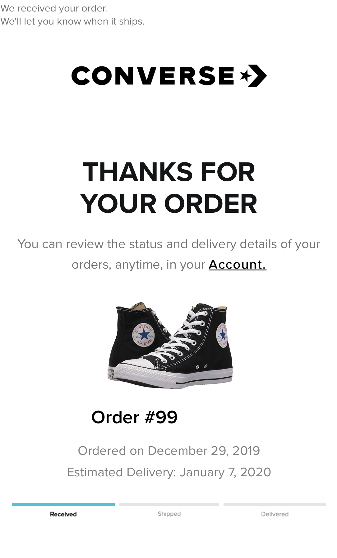 converse order confirmation email example