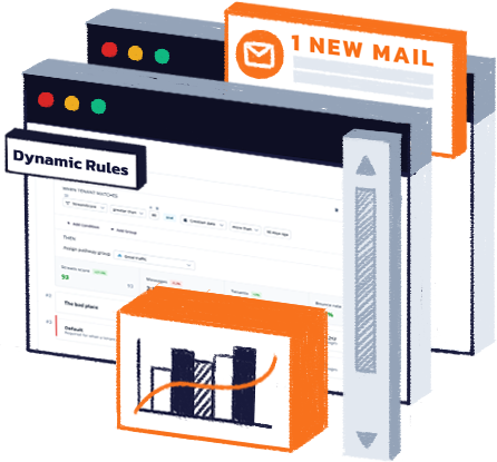 A product screenshot showing the SocketLabs Dynamic Rules engine.