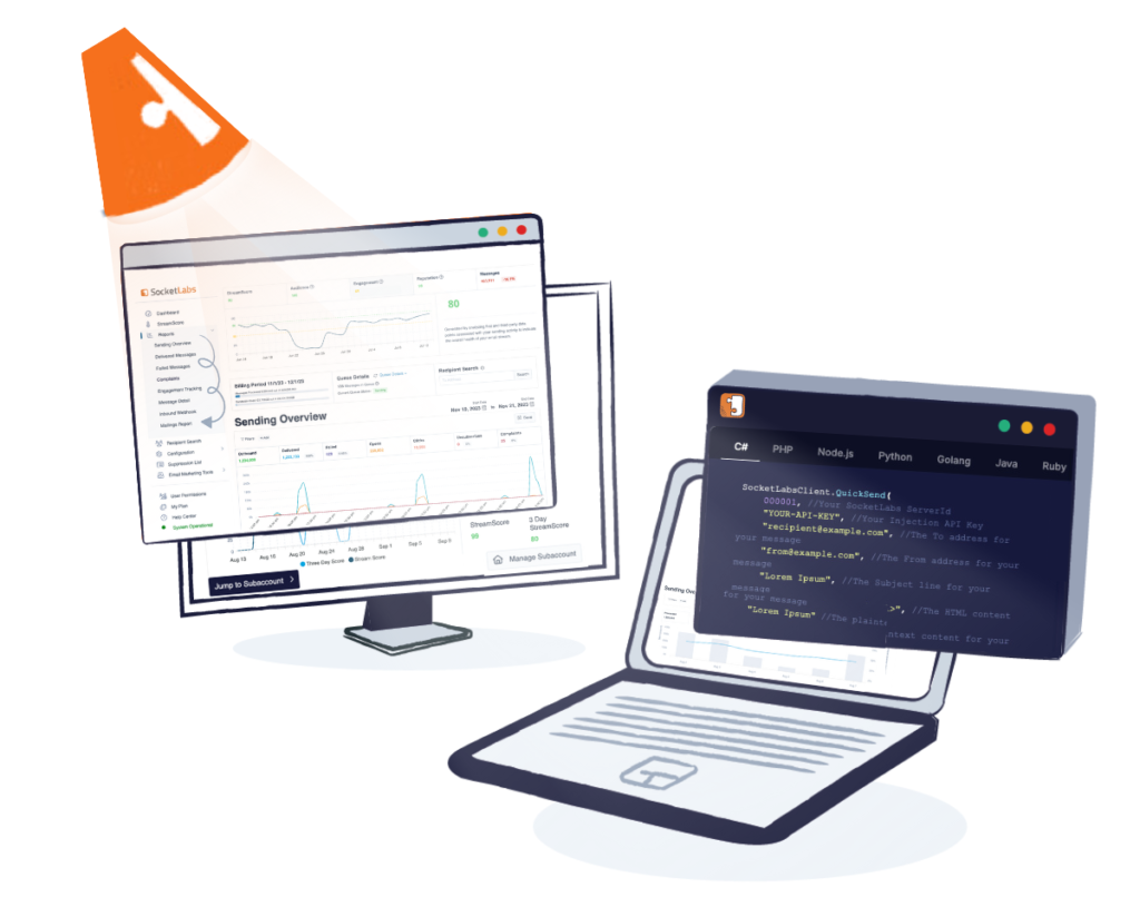 Send email with SocketLabs and then use our Spotlight reporting to track and optimize performance.